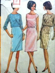 8081 PANEL SHIFT DRESS,SHEER OR NOT JACKET 1/2 SZ PATTERN 33-35''